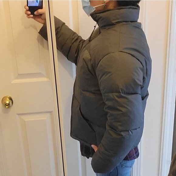 Dex Vintage crop puffer down jacket grey medium 90s y2k - Picture 1 of 14